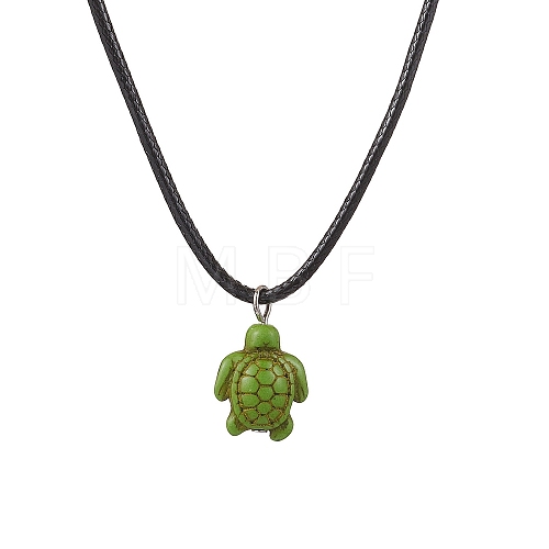 Summer Beach Dyed Synthetic Turquoise Turtle Pendant Necklaces NJEW-JN05057-1