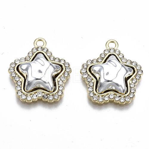 Rack Plating Alloy Crystal Rhinestone Pendants PALLOY-S132-218B-RS-1