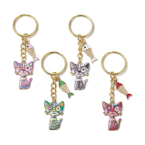 Alloy Enamel Cat Keychain KEYC-JKC01182-1