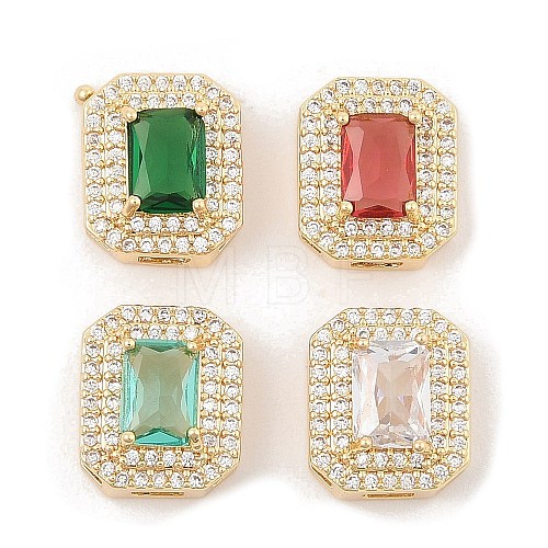 Brass Micro Pave Cubic Zirconia Slide Charms ZIRC-I068-09G-1