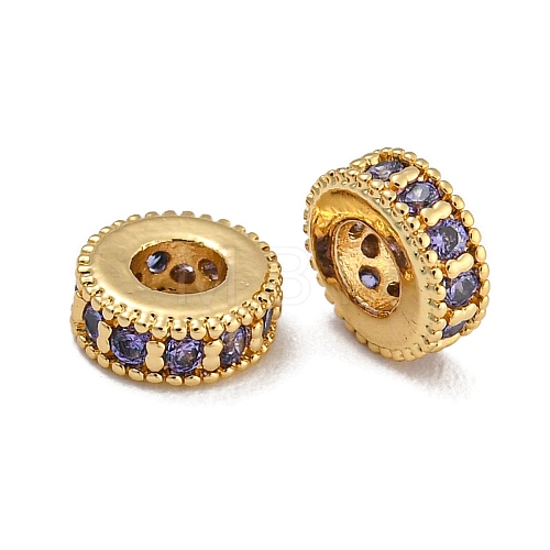 Rack Plating Brass Micro Pave Cubic Zirconia Beads KK-U030-30G-06-1