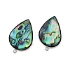 304 Stainless Steel Pave Natural Paua Shell Stud Earring Findings STAS-Z125-06P-2