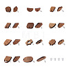 Fashewelry 22Pairs 11 Style Walnut Wood Stud Earring Findings MAK-FW0001-01-10