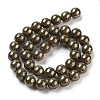 Natural Pyrite Round Beads Strands G-F197-10-10mm-6