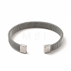 304 Stainless Steel Flat Mesh Chains Shape Open Cuff Bangle for Women BJEW-C0033-06P-3