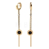 304 Stainless Steel Crystal Rhinestone Flat Round Tassel Hoop Earrings EJEW-G453-02G-4