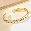 Brass Micro Pave Cubic Zirconia Cuff Bangles for Women BJEW-A172-02G-3
