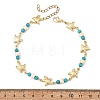 Ocean Dyed Synthetic Turquoise Beads & 304 Stainless Steel Link Chain Anklets GG-AJEW-AN00833-03-4