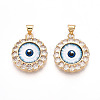 Brass Micro Pave Clear Cubic Zirconia Pendants for Women KK-T070-92A-01-1