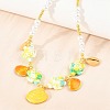Ocean Brass Enamel Starfish Shell Shape Pendant Round ABS Imitation Pearl Beaded Necklaces KK-CBA4547-04A-G-3