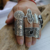 8Pcs Retro Alloy and Resin Cuff Open Rings Set WG49266-01-1