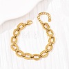 304 Stainless Steel Rectangle Link Chain Bracelets for Women BJEW-F536-18G-5
