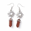 Synthetic Goldstone Bullet with Sun Dangle Earrings EJEW-I276-01P-01-3