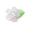 Flower Glass with Leaf Acrylic Charms HJEW-JM02572-01-4