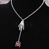 Halloween Zinc Alloy & Iron Ruby Rhinestone Pendant Necklaces FS-WG5FEAB-01-1