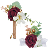 CRASPIRE 2Pcs 2 Style Cloth & Plastic Imitation Rose Boutonniere & Wrist Corsages AJEW-CP0005-93-1