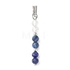 Faceted Round Natural Quartz Crystal & Lapis Lazuli & Kyanite Beaded Pendants PALLOY-JF03529-02-1