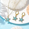 Starfish Enamel Leverback Earrings & Pendant Necklaces Sets SJEW-JS01297-2