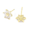 Brass Micro Pave Clear Cubic Zirconia Stud Earrings for Women EJEW-S217-E03-2