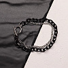 Two Tone 201 Stainless Steel Curb Chain & Cable Chain Double Layers Bracelets for Women Men FS-WGC755C-01-5