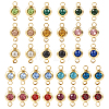 34Pcs 17 Colors 304 Stainless Steel Rhinestone Connector Charms STAS-TA0002-24-11