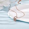 Chinese Zodiac Necklace Rabbit Necklace 925 Sterling Silver Rose Gold Bunny on the Moon Pendant Charm Necklace Zircon Moon and Star Necklace Cute Animal Jewelry Gifts for Women JN1090D-4
