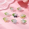 Flower Glass with Leaf Acrylic Charms HJEW-JM02572-01-2