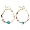 2Pcs Natural Sea Shell & Synthetical Turquoise Beaded Bracelets for Women BJEW-JB13838-4