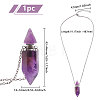 1Pc Natural Amethyst Faceted Pointed Bullet Shaped Perfume Bottle Pendant Necklaces NJEW-FH0001-38P-01-2
