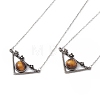 Gemstone Triangle with Flower Pendant Necklace NJEW-P274-01AS-2