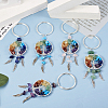  5Pcs 5 Styles Copper Wire Wrapped Natural & Synthetic Gemstone Chip Keychain KEYC-TA0001-21-13