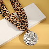 Cloth Leopard Print Scarf Necklaces with Alloy Pendant FS-WG91A7A-08-1