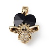 Real 18K Gold Plated Rack Plating Brass Micro Pave Clear Cubic Zirconia Pendants KK-C015-32G-06-1