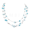 Natural White Jade 3 Layer Necklaces NJEW-JN05051-1