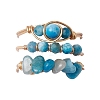 3Pcs Natural Apatite Bead Finger Ring RJEW-JR00855-01-2