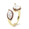 Horse Eye & Teardrop Rack Plating Brass Micro Pave Cubic Zirconia Open Rings RJEW-D020-08G-1