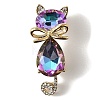 Cute Cat Shaped Alloy Crystal Rhinestone Brooches JEWB-S028-07-1