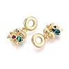 Brass Micro Pave Clear Cubic Zirconia and Enamel European Dangle Charms KK-T079-70G-2