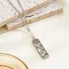Brass Micro Pave Clear Cubic Zirconia Hollow Rectangle with Evil Eye and Paw Print Pendant Necklaces with Imitaiton Pearl Beads WG253F6-02-1