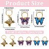 15Pcs 3 Styles Butterfly Printed Alloy Braiding Hair Pendant Decoration Clips OHAR-BM0001-04-2