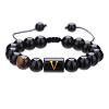 Natural Black Agate & Tiger Eye Round Beaded Adjustable Bracelets HL8029-22-1