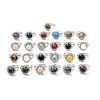Natural & Synthetic Gemstone Adjustable Rings RJEW-P043-02P-1