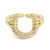 Rack Plating Brass Micro Pave Cubic Zirconia U Shape Open Cuff Rings for Women RJEW-C080-03G-2