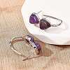 Valentine's Day Heart Natural Amethyst Stud Earrings EJEW-T053-01P-09-3