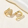 Valentine's Day C-Shaped with Heart Brass Micro Pave Clear Cubic Zirconia Cuff Earrings EJEW-L316-01G-08-3