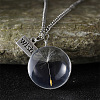 Clear Glass with Dandelion Inside Pendant Necklaces FS-WG96F40-07-1