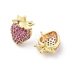 Strawberry Brass Micro Pave Cubic Zirconia Stud Earrings EJEW-M077-15G-1