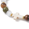 Natural Unakite & Tiger Eye Beads Stretch Bracelets for Women BJEW-JB13271-3