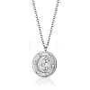 Stylish Stainless Steel Flat Round with Moon Pendant Necklaces for Women's Daily Wear XY3014-1-2