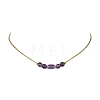 Natural Mixed Gemstone Column Round Beaded Pendant 304 Stainless Steel Cable Chains Necklaces for Women NJEW-JN06094-3